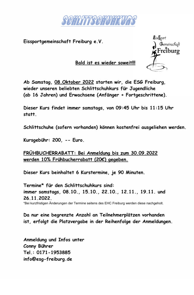 Erwachsenen Kurs Eissportgemeinschaft Freiburg