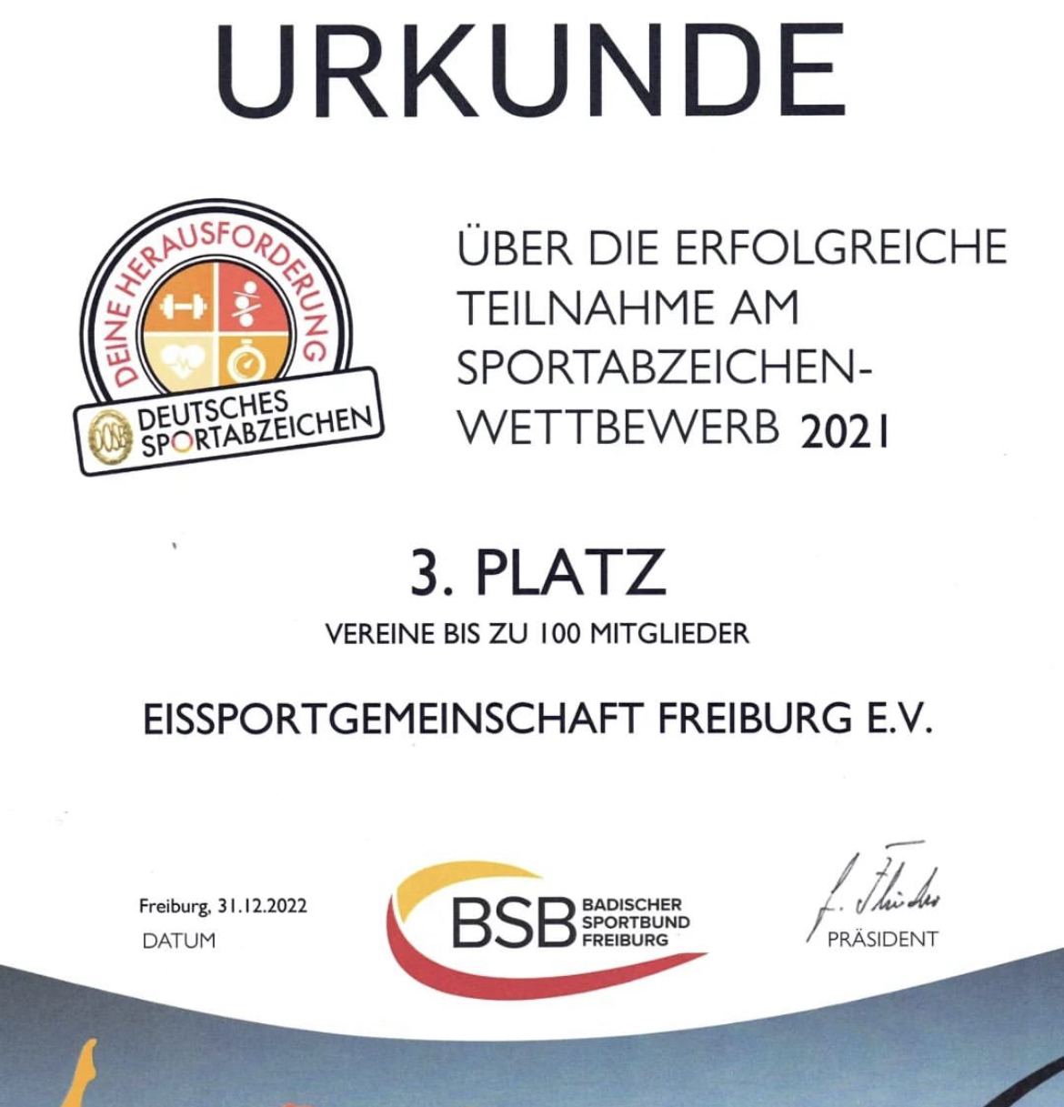 Read more about the article Urkunde BSB –                        3. Platz 2021